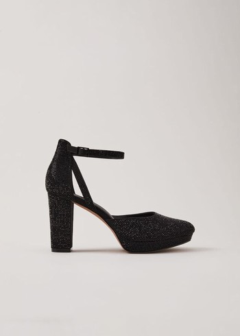 Phase Eight Black Sparkly Platform Heels Black USA | 2598013-JB